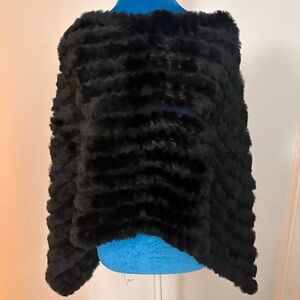 Elegant Black rabbit  Fur Shawl. Background is mix of wool and acrylic one size